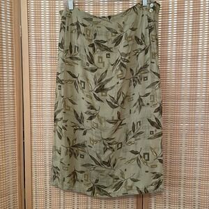 Sag Harbor Women's PL A Line Wrap  Button Up Skirt Olive Hawaiian Vacation Beach